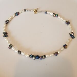 Patch & Roam Faux Seed Pearl Choker – Rainbow Hematite Boho Witchy Y2K Festival